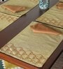 Sage Green Geometric Polyester Blend (Set of 6) Placemat With Napkins