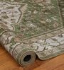 Sage Green Traditional Polyester 9 ft x 12 ft Machine Made Carpet