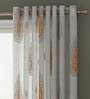 Grey 100 % Cotton Traditional 9ft Sheer Eyelet 2 Pcs Door Curtains