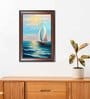Sailing Ship Brown Engineered Wood Wall Painting