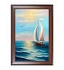 Sailing Ship Brown Engineered Wood Wall Painting