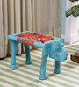 Salina Solid Wood Seating Stool In Blue Colour