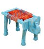 Salina Solid Wood Seating Stool In Blue Colour