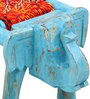 Salina Solid Wood Seating Stool In Blue Colour
