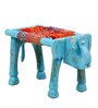 Salina Solid Wood Seating Stool In Blue Colour