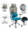 Sama Pro Korean Mesh Office Chair with Seat Slider and 4D Armrests in Blue Colour