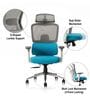Sama Pro Korean Mesh Office Chair with Seat Slider and 4D Armrests in Blue Colour