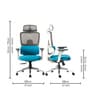 Sama Pro Korean Mesh Office Chair with Seat Slider and 4D Armrests in Blue Colour