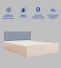 Samadhi  Queen Size Upholstered Bed In Blue Colour & White Colour With Box Storage