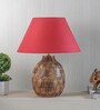 Samsula Maroon Shade Table Lamp With Cotton Base