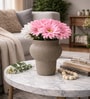 Sand Finish Modern Textured Ribbed Polyresin Flower Vase