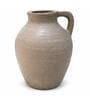 Sand Finish Rustic Minimalist Decorative Vase with Handle