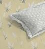 Sand Floral 160 TC Microfiber Queen Sized Double Bedsheet with 2 Pillow Covers Snow Petals Collection