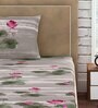 Brown Floral 300 TC 100% Cotton Single Bed Sized Bed Sheets With 1 Pillow Cover