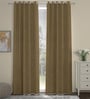 Sand Velvet Solid 9ft Regular Eyelet Long Door Curtains (2 Pc)