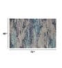 Blue Abstract Viscose 4 ft x 6 ft Hand Tufted Carpet