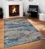 Blue Abstract Viscose 4 ft x 6 ft Hand Tufted Carpet