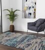 Blue Abstract Viscose 5 ft x 8 ft Hand Tufted Carpet