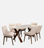 Sanddune Marble Top Six Seater Dining Table in Beige Colour