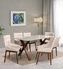 Sanddune Marble Top Six Seater Dining Table in Beige Colour
