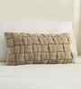 Sandy Brown 100% Cotton 12X20 Inches Knitted Cushion Cover With Filler