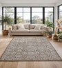Sandy Brown Floral Wool And Cotton 8 X 5 Feet Hand Tufted Carpet