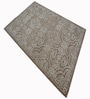 Sandy Brown Floral Wool And Cotton 8 X 5 Feet Hand Tufted Carpet
