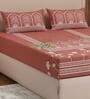 Brown Floral 180 TC Cotton King Sized Bedsheet With 2 Pillow Covers