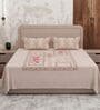Beige Floral 180 TC Cotton King Sized Bedsheet With 2 Pillow Covers