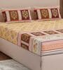 Mustard Floral 180 TC Cotton King Sized Bedsheet With 2 Pillow Covers