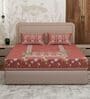 Brown Floral 180 TC Cotton King Sized Bedsheet With 2 Pillow Covers
