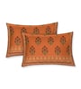 Orange Geometric 180 TC Cotton King Sized Bedsheet With 2 Pillow Covers