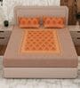 Orange Geometric 180 TC Cotton King Sized Bedsheet With 2 Pillow Covers