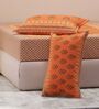 Orange Geometric 180 TC Cotton King Sized Bedsheet With 2 Pillow Covers