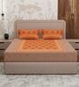 Orange Geometric 180 TC Cotton King Sized Bedsheet With 2 Pillow Covers
