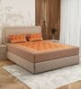 Orange Geometric 180 TC Cotton King Sized Bedsheet With 2 Pillow Covers