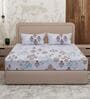 Grey Ornamental Block 180 TC Cotton King Sized Bedsheet With 2 Pillow Covers