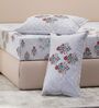 Grey Ornamental Block 180 TC Cotton King Sized Bedsheet With 2 Pillow Covers