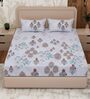 Grey Ornamental Block 180 TC Cotton King Sized Bedsheet With 2 Pillow Covers