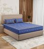 Blue Paisley & Floral 180 TC Cotton King Sized Bedsheet With 2 Pillow Covers