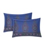 Blue Paisley & Floral 180 TC Cotton King Sized Bedsheet With 2 Pillow Covers