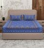 Blue Paisley & Floral 180 TC Cotton King Sized Bedsheet With 2 Pillow Covers