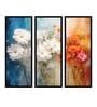 Sanlian Floral Set Of 3 Multicolour Engineered Wood Wall Art Panels
