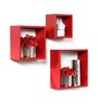 Set of 3 Engineered Wood Cuin Red Colour be Wall Shelf