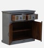 Santana Solid Wood Cabinet In Scratch Resistant Grey Distressed Finish