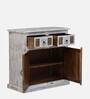 Santana Solid Wood Cabinet In Scratch Resistant White Distressed Finish