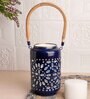 Sapphire Blue Metal Hanging Tea Light Holder