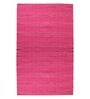 Pink Cotton 3 ft X 5 ft Hand Woven Dhurrie