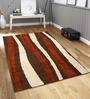 Brown Abstract Microfibre 3 ft x 5 ft Machine Made Carpet