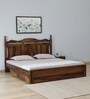 Sarni Sheesham Queen Size Bed In Scratch Resistant Provincial Teak Finish With Drawer Storage